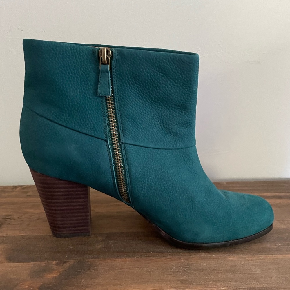 Like-New Cole Haan Suede Heeled Boots, Nike Air, Dark Teal (W 11) - Picture 8 of 11